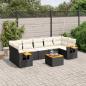 Preview: ARDEBO.de - 8-tlg. Garten-Sofagarnitur mit Kissen Schwarz Poly Rattan