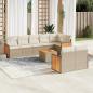 Preview: ARDEBO.de - 9-tlg. Garten-Sofagarnitur mit Kissen Beige Poly Rattan