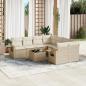 Preview: ARDEBO.de - 9-tlg. Garten-Sofagarnitur mit Kissen Beige Poly Rattan