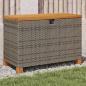 Preview: ARDEBO.de - Gartentruhe Grau 80x40x48 cm Poly Rattan Akazienholz