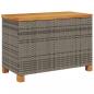 Preview: Gartentruhe Grau 80x40x48 cm Poly Rattan Akazienholz