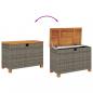 Preview: Gartentruhe Grau 80x40x48 cm Poly Rattan Akazienholz