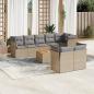 Preview: ARDEBO.de - 9-tlg. Garten-Sofagarnitur mit Kissen Beige Poly Rattan