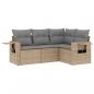 Preview: 4-tlg. Garten-Sofagarnitur mit Kissen Beige Poly Rattan