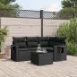 Preview: ARDEBO.de - 5-tlg. Garten-Sofagarnitur mit Kissen Schwarz Poly Rattan