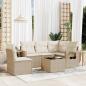 Preview: ARDEBO.de - 6-tlg. Garten-Sofagarnitur mit Kissen Beige Poly Rattan