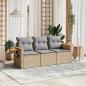 Preview: ARDEBO.de - 3-tlg. Garten-Sofagarnitur mit Kissen Beige Poly Rattan