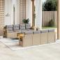 Preview: ARDEBO.de - 9-tlg. Garten-Sofagarnitur mit Kissen Beige Poly Rattan