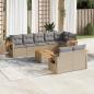 Preview: ARDEBO.de - 9-tlg. Garten-Sofagarnitur mit Kissen Beige Poly Rattan