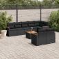 Preview: ARDEBO.de - 9-tlg. Garten-Sofagarnitur mit Kissen Schwarz Poly Rattan