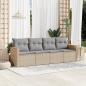 Preview: ARDEBO.de - 4-tlg. Garten-Sofagarnitur mit Kissen Beige Poly Rattan