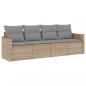 Preview: 4-tlg. Garten-Sofagarnitur mit Kissen Beige Poly Rattan