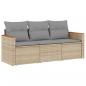 Preview: ARDEBO.de - 3-tlg. Garten-Sofagarnitur mit Kissen Beige Poly Rattan