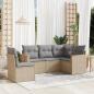 Preview: ARDEBO.de - 5-tlg. Garten-Sofagarnitur mit Kissen Beige Poly Rattan