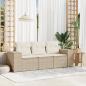 Preview: ARDEBO.de - 3-tlg. Garten-Sofagarnitur mit Kissen Beige Poly Rattan