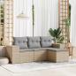 Preview: ARDEBO.de - 4-tlg. Garten-Sofagarnitur mit Kissen Beige Poly Rattan