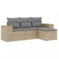 Preview: 4-tlg. Garten-Sofagarnitur mit Kissen Beige Poly Rattan