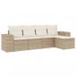 Preview: 5-tlg. Garten-Sofagarnitur mit Kissen Beige Poly Rattan