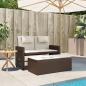 Preview: Gartenbank Verstellbar mit Kissen Braun Poly Rattan