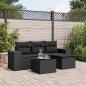 Preview: ARDEBO.de - 5-tlg. Garten-Sofagarnitur mit Kissen Schwarz Poly Rattan