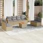 Preview: ARDEBO.de - 9-tlg. Garten-Sofagarnitur mit Kissen Beige Poly Rattan