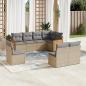 Preview: ARDEBO.de - 8-tlg. Garten-Sofagarnitur mit Kissen Beige Poly Rattan