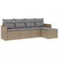 Preview: 5-tlg. Garten-Sofagarnitur mit Kissen Beige Poly Rattan