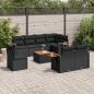 Preview: ARDEBO.de - 9-tlg. Garten-Sofagarnitur mit Kissen Schwarz Poly Rattan