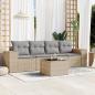 Preview: ARDEBO.de - 5-tlg. Garten-Sofagarnitur mit Kissen Beige Poly Rattan