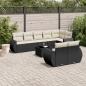 Preview: ARDEBO.de - 9-tlg. Garten-Sofagarnitur mit Kissen Schwarz Poly Rattan