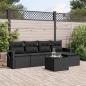 Preview: ARDEBO.de - 6-tlg. Garten-Sofagarnitur mit Kissen Schwarz Poly Rattan