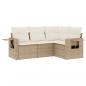 Preview: 4-tlg. Garten-Sofagarnitur mit Kissen Beige Poly Rattan