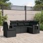 Preview: ARDEBO.de - 5-tlg. Garten-Sofagarnitur mit Kissen Schwarz Poly Rattan