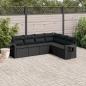 Preview: ARDEBO.de - 6-tlg. Garten-Sofagarnitur mit Kissen Schwarz Poly Rattan