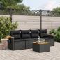 Preview: ARDEBO.de - 5-tlg. Garten-Sofagarnitur mit Kissen Schwarz Poly Rattan