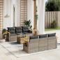 Preview: ARDEBO.de - 7-tlg. Garten-Sofagarnitur mit Kissen Grau Poly Rattan