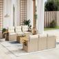 Preview: ARDEBO.de - 7-tlg. Garten-Sofagarnitur mit Kissen Beige Poly Rattan