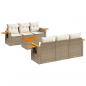 Preview: 7-tlg. Garten-Sofagarnitur mit Kissen Beige Poly Rattan