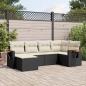 Preview: ARDEBO.de - 6-tlg. Garten-Sofagarnitur mit Kissen Schwarz Poly Rattan