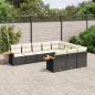 Preview: ARDEBO.de - 10-tlg. Garten-Sofagarnitur mit Kissen Schwarz Poly Rattan