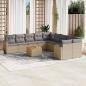 Preview: ARDEBO.de - 11-tlg. Garten-Sofagarnitur mit Kissen Beige Poly Rattan