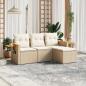 Preview: ARDEBO.de - 4-tlg. Garten-Sofagarnitur mit Kissen Beige Poly Rattan