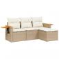 Preview: 4-tlg. Garten-Sofagarnitur mit Kissen Beige Poly Rattan