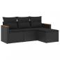 Preview: 4-tlg. Garten-Sofagarnitur mit Kissen Schwarz Poly Rattan