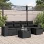 Preview: ARDEBO.de - 6-tlg. Garten-Sofagarnitur mit Kissen Schwarz Poly Rattan