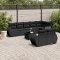 Preview: ARDEBO.de - 9-tlg. Garten-Sofagarnitur mit Kissen Schwarz Poly Rattan