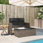 Preview: Gartenbank Verstellbar mit Kissen Grau Poly Rattan