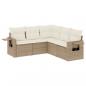 Preview: 5-tlg. Garten-Sofagarnitur mit Kissen Beige Poly Rattan