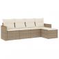 Preview: 5-tlg. Garten-Sofagarnitur mit Kissen Beige Poly Rattan