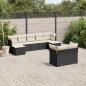 Preview: ARDEBO.de - 9-tlg. Garten-Sofagarnitur mit Kissen Schwarz Poly Rattan